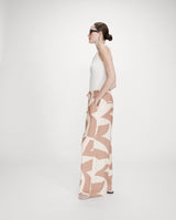 Grace & Mila Veni housut - persikka beige kuvioitu - leveälahkeiset housut - naisten housut - muoti - lifestyle - IHANA Store - kotimainen verkkokauppa