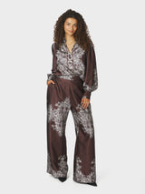 Neo Noir Lunet paisley housut - ruskea kuvioitu - housut - alaosat - naisten vaatteet - muoti - IHANA Store - lifestylemyymälä - kotimainen verkkokauppa