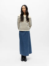 Object Reynard neule puff-hiha - musta-valko raidallinen - naisten neuleet - villattomat neuleet - muoti - lifestyle - IHANA Store