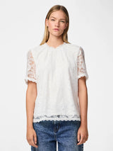 Pieces Olline t-paita - valkoinen - pitsipaita - naisten muoti - pukeutuminen - lifestyle - IHANA Store