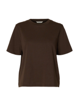 Selected Essential boxy t-paita - tummanruskea - pyöreä kaula-aukko - t-paita - boxy - - naisten vaatteet - IHANA Store - lifestyle - kotimainen verkkokauppa