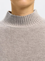 Selected Cille neule - greige - naisten neuleet - villavaatteet - villa -kasmirneule - naisten muoti - pukeutuminen - lifestyle - IHANA Store