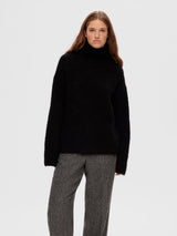 Selected Femme Gabella pooloneule - musta - villaneule - naisten vaatteet - IHANA Store