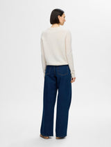 Selected Femme Sia Ras neule - luonnonvalkoinen - naisten neuleet - muoti - lifestylemyymälä - IHANA Store