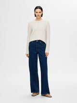 Selected Femme Sia Ras neule - luonnonvalkoinen - naisten neuleet - muoti - lifestylemyymälä - IHANA Store