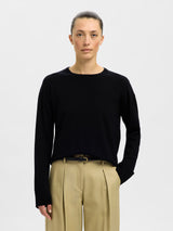 Selected Thea merinovillaneule - musta - naisten neuleet - merinovillavaatteet - naisten muoti - pukeutuminen - lifestyle - IHANA Store