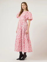 YAS Colea mekko - pinkki kukkakuvioitu -maksimekko - puuvillamekko - muoti - pukeutuminen- naisten vaatteet - IHANA Store - kotimainen verkkokauppa
