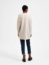 Selected Femme Lulu neuletakki - luonnonvalkoinen - pitkät neuletakit