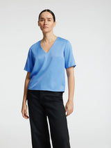 Selected Femme Lena pusero - sininen - lyhythihainen pusero - naisten juhlapaidat - muoti - lifestylemyymälä - IHANA Store